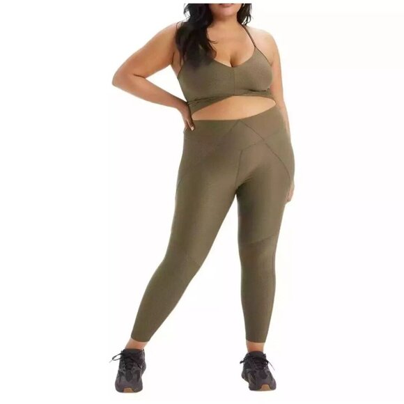 Good American Size 6 / Plus Size 3XL Green Sea Turtle Angled Rib Leggings NWOT - Picture 1 of 12